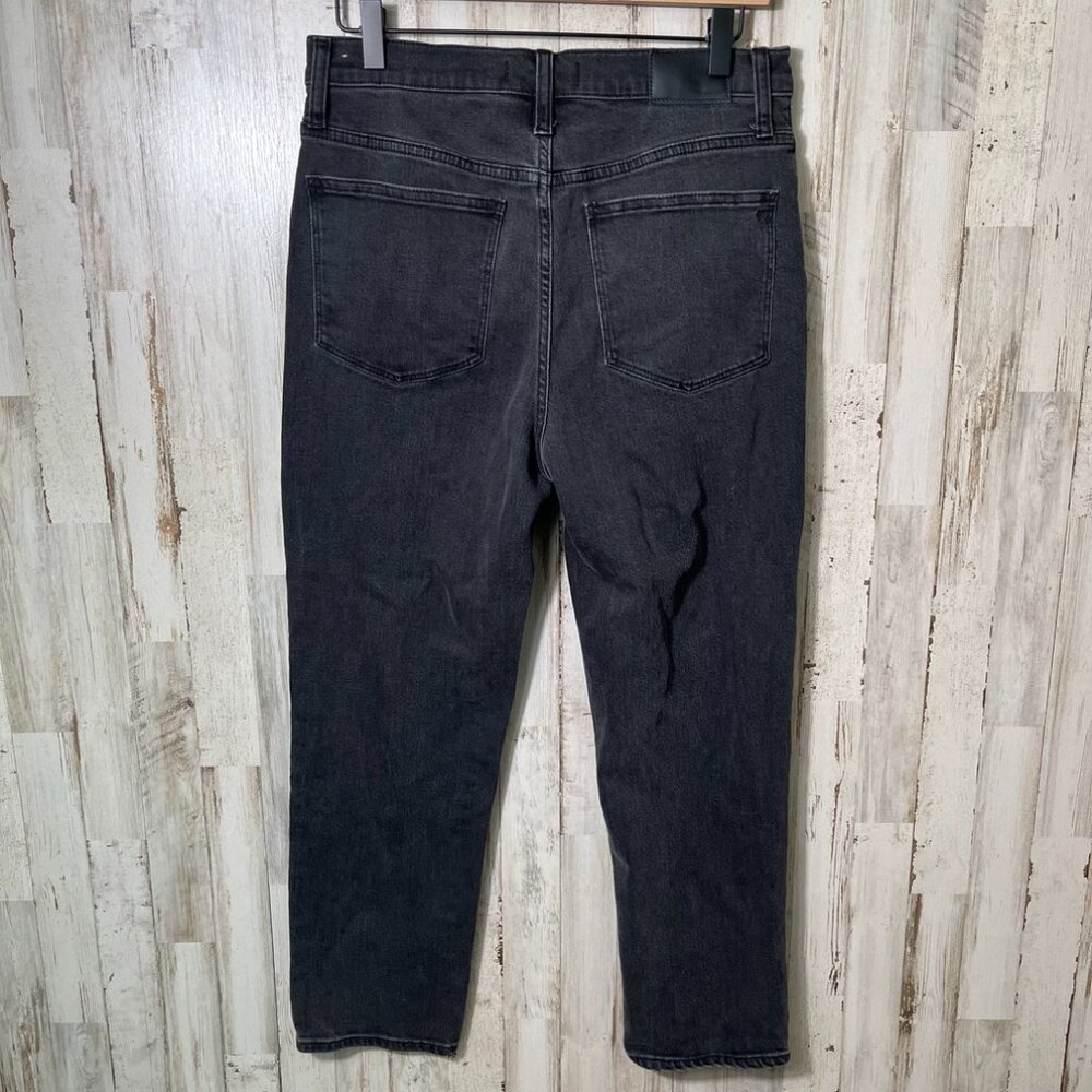 Madewell Classic Straight Jeans Black Denim Wash‎ High Rise Womens Size 28